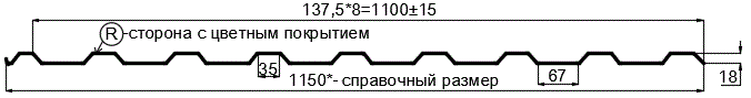 Фото: Профнастил МП20 х 1100 - R (Steelmatt-20-8017-0.4±0.08мм) в Дмитрове