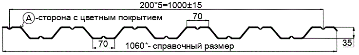 Фото: Профнастил НС35 х 1000 - A (PURMAN-20-Tourmalin-0.5) в Дмитрове