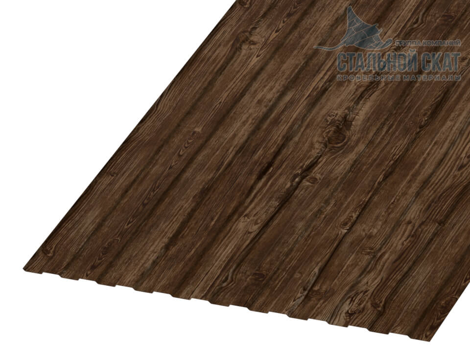 Профнастил С8 х 1150 - B Двусторонний (ECOSTEEL_MA_Д-01-Мореный Дуб-0.5)