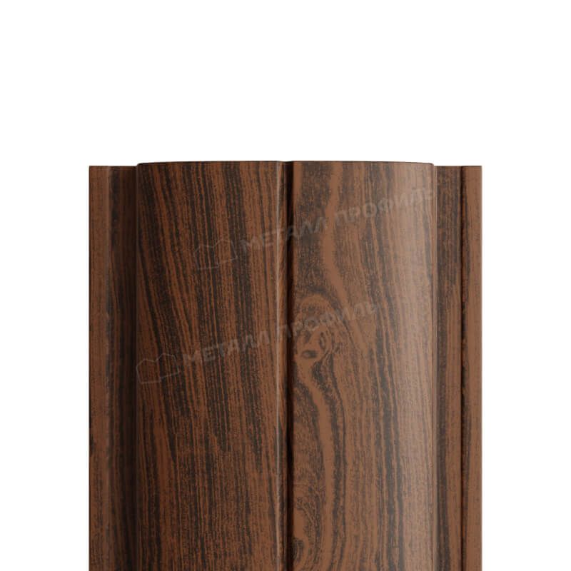 Штакетник металлический МП ELLIPSE-T 19х126 Двусторонний (ECOSTEEL_МА_Д-01-Мореный Дуб-0.5).